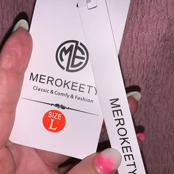 Merokeety boho, smocked flowy Midi Dress with Puff Sleeves nwt - Picture 9 of 12